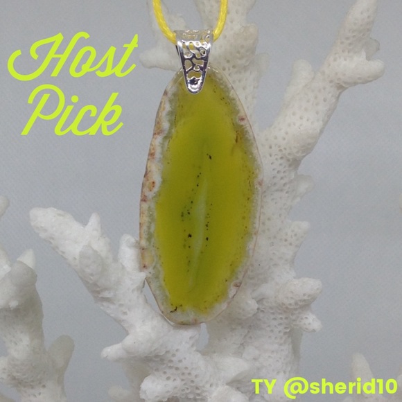 Slice Crystal Agate Necklace on Waxed Cotton Cord - Picture 7 of 12